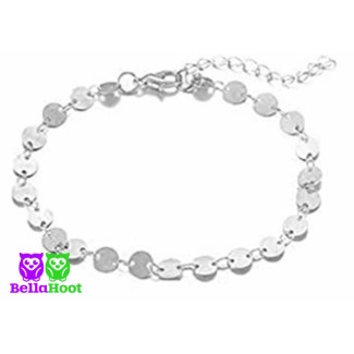 Anklet - Silvertone -  Disc Links